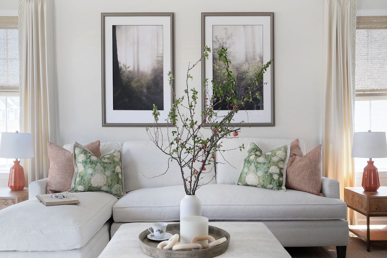 Interiors by Seashal, Living Room design at 259 Liberty Blvd ©Jesse Riesmeyer